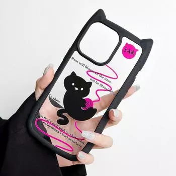 Абсолютно новый чехол для iPhone16 1514promax с прозрачными кошачьими ушками, совместимый и подходящий для 13/12/11 шерстяного котенка 16