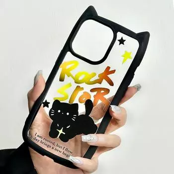 Абсолютно новый чехол для iPhone16 1514promax с прозрачными кошачьими ушками, совместимый и подходящий для 13/12/11 милый черный кот 16