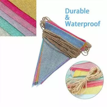 Абсолютно новый детский душ день рождения вечеринка красочный флаг имитация льна