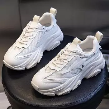 Absorbent sole dad shoes women s spring 2025 new running shoes casual leather women s shoes heightening sports shoes children s tide 35