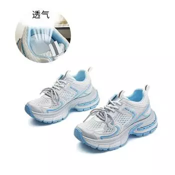 Absorbent sole leather dad shoes women s 2025 summer new thick-soled heightening sports shoes casual mesh breathable women s shoes 35