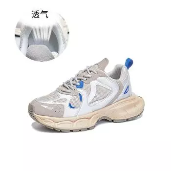 Absorbent sole leather dad shoes women s 2025 spring thick-soled heightening sports shoes casual versatile breathable women s shoes 35