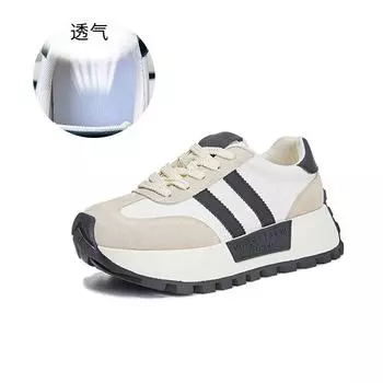 Absorbent sole leather Forrest Gump shoes women s 2025 spring new platform-soled sports shoes versatile height-increasing women s shoes casual trendy 35
