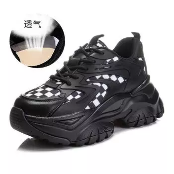 Absorbent sole leather women s shoes 2025 spring new sports and leisure shoes children s versatile thick-soled dad shoes women s trend 35