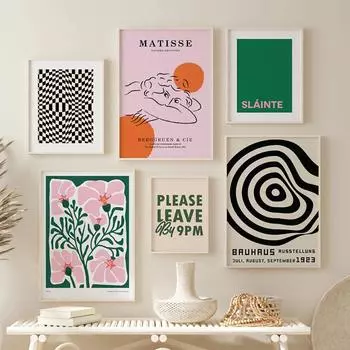 Abstarct Bauhaus Henri Matisse Line женские цветочные постеры и принты, настенная живопись на холсте для гостиной, декоративные картины A4 21X30cm No Framed