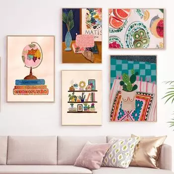 Abstarct красочный цветок винтажный постер скандинавские растения холст постеры и принты ботанические настенные художественные картины для декора гостиной 21x30cm No Framed