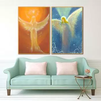 Абстрактный плакат с изображением ангела и девушки, современное настенное искусство, холст, живопись, принты, красочные фотографии, подарок, гостиная, спальня, домашний декор, Cuadros 21x30cm No Framed