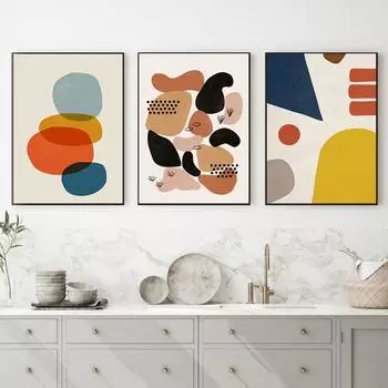 Абстрактное искусство Живопись на холсте Геометрические прямоугольные узоры Картины для дизайна дома Современный домашний декор для стен в комнате Печать без рамки 21*30cm No Frame