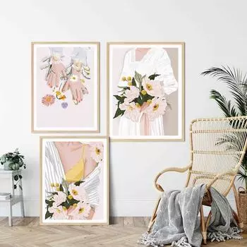 Abstract Art Prints Divine Feminine Wall Art Modern Woman Canvas Painting Nude Relax Illustration Poster For Living Room Decor 21x30cm No Framed белый