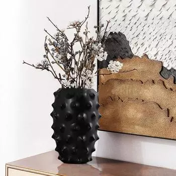 Abstract Black Ceramic Vase Sea Cucumber Pineapple Irregular Flower Vase Ceramic Crafts Home Decoration Accessories