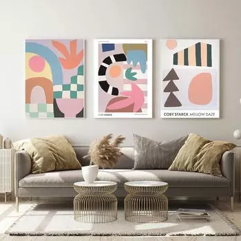 Abstract Botanical Boho Natural Wall Art Canvas Painting Nordic Posters and Prints Pictures for Living Room Bedroom Home Decor 21x30cm No Framed белый