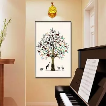 Абстрактная комбинация цветов и птиц лося холст постер настенная печать современная живопись скандинавское украшение для детской спальни картина без рамки 21*30cm No Frame