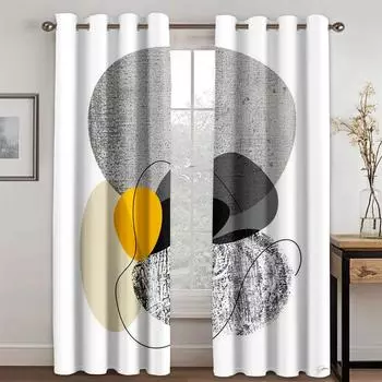 Abstract Geometric Bohemian Art Graffiti Morandi Light Filtering Drapes Window Curtains for Living Room Bedroom Decor 2 Pieces 50W130H(CM) 2PCS