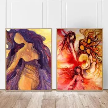 Abstract Goddess Art Canvas Painting Divine Female Empowerment Poster And Print Wall Art Picture For Living Room Home Decoration 21x30cm No Framed
