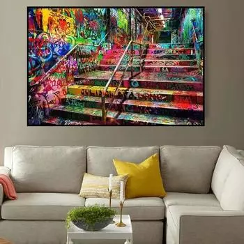 Abstract Graffiti Street Art Canvas Painting Modern Posters and Prints Wall Art Pictures for Living Room Wall Decor No Frame 21*30cm No Frame