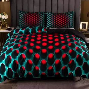 Abstract Honeycomb Coal 3D Digital Printing Three-piece Set, Duvet Cover, Bedding Set with Pillowcase EU single 135*200