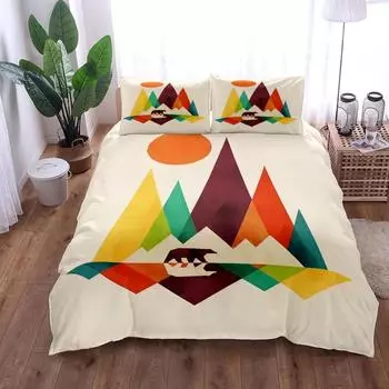 Abstract Illustration Hand Bedding Set King Queen Twin Single Size Duvet Cover Pillow Cases Bed Linen Set EU single(135x200cm)