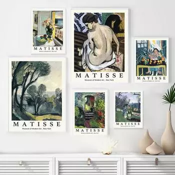 Абстрактный пейзаж цветок Матисс ретро настенная живопись холст скандинавские постеры и принты настенные картины для декора гостиной 21x30cm No Framed