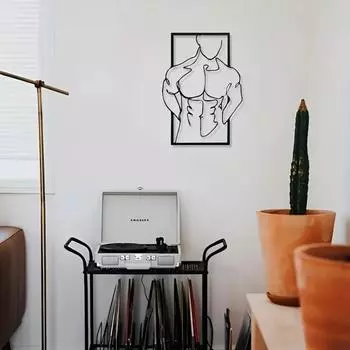 Abstract Muscle Man Wall Art, Metal Wall Sign, Aesthetic Wall Decoration Retro Metal Hanging Ornament, Bar Kitchen Coffee Sign чёрный