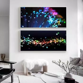 Abstract oil painting rainbow dot art canvas painting living room corridor office home decoration mural No Frame 20*40cm No Frame