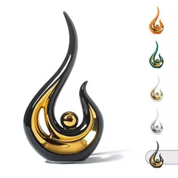 Abstract Orange Gold Ceramic Statue Modern Decor Accents Living Room Dining Room Office Coffee Table L