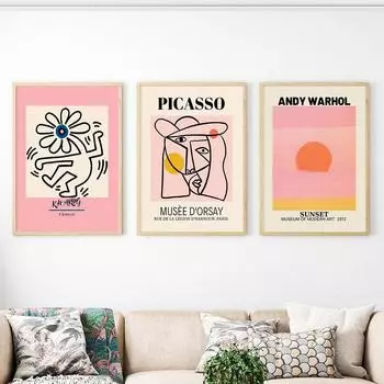 Abstract Picasso Woman Face Wall Art Andy Warhol Canvas Painting Nordic Posters And Prints Wall Pictures For Living Room Decor 21x30cm No Framed