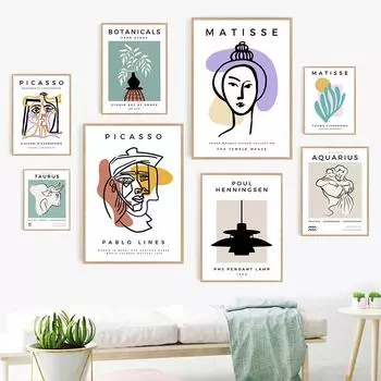 Abstract Posters Matisse Picasso Constellation Botanicals Wall Art Canvas Painting Nordic Wall Pictures For Living Room Decor 21x30cm No Framed
