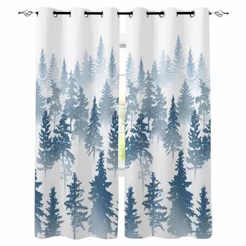 Abstract Silhouette Of Tree Forest Blackout Curtains For Living Room Bedroom Window Treatment Drapes Home Decor W135 x H60cm