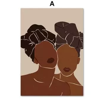 Абстракция Черный Мода Девушка Кофе Космос Африканское Искусство Холст Картина Скандинавские Плакаты И Принты Настенные Картины Декор Гостиной Без Рамки 21*30cm