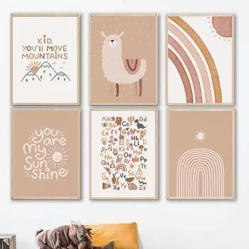 Абстракция Рука Эскиз Линия Цветочный Бохо Бежевый Настенный Рисунок Холст Картина Картина Плакат Печать Гостиная Домашний Интерьер Украшения 21x30cm No Framed