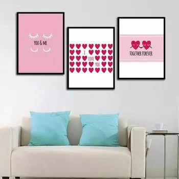 Абстракция ТЫ И Я Я ЛЮБЛЮ ТЕБЯ Вместе Навсегда Скандинавский Стиль Настенная Живопись Холст Печать Картина Современный Декор Для Гостиной Картина Без Рамы 21*30cm No Frame