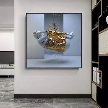 Абстрактная 3D статуя видения, настенная живопись на холсте, сюрреализм, скульптура, художественные постеры, печать, изображение для современного декора гостиной 30x30cm no frame