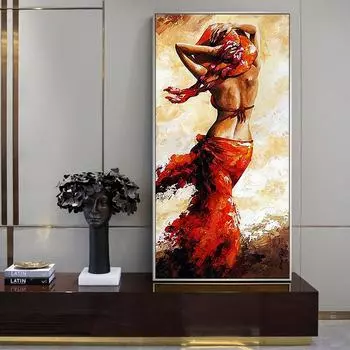 Абстрактная африканская женщина, картина маслом на холсте, сексуальная черная женщина, постеры и принты, настенное искусство для гостиной, домашний декор, Cuadros 20x40cm Unframed