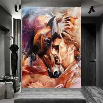 Абстрактная алмазная живопись «Лошадь и человек», новинка 2022 года, художественная 5D Алмазная вышивка, полная дрель, мозаика со стразами, картина для домашнего декора S285 Full Round 30x45CM