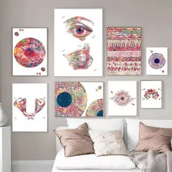 Абстрактная анатомия глаза офтальмолог оптометрия инструмент плакаты и принты настенное искусство холст картины картины для офиса домашний декор 21x30cm No Framed