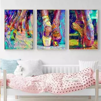 Абстрактная балерина, холст, картина, настенное искусство, балетки, постеры, принты, красочные картины маслом, фотографии для декора гостиной 21cm30cm NoFrame