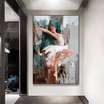 Абстрактная балетная девушка, картина маслом на холсте, танцующая балерина, Cudros, постеры и принты для гостиной, крыльца, домашнего настенного художественного декора 20cm40cm NoFrame