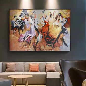 Абстрактная банкетная сексуальная женская вечеринка, карнавал, фортепиано, холст, картина, постеры средневековья для гостиной, домашний декор, настенное искусство 21cm30cm NoFrame