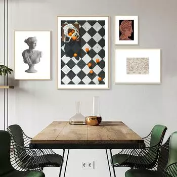 Абстрактная богемная линия Женщина Лица Цветы Дэвид Середина века Картина на холсте Настенная живопись Печать Картина Гостиная Домашний декор 21x30cm No Framed