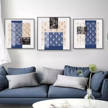 Абстрактная частица синие точки холст картина печать плакатов современный минималистский настенное искусство фотографии для гостиной спальни домашний деко 21cm30cm NoFrame