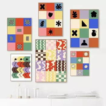 Абстрактная цветная линия, настенная живопись на холсте, минималистичный стиль, геометрическая картина, постер и принт, галерея, домашний декор для гостиной 21cm30cm NoFrame