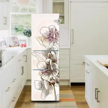 Абстрактная цветочная наклейка на холодильник, полная пленка, кухонная утварь, самоклеящаяся водонепроницаемая двойная дверь, морозильная камера, украшение для шкафа, художественная роспись 40x120cm(1 pcs)