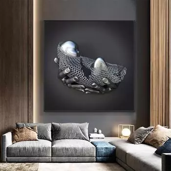 Абстрактная детская металлическая фигурка, статуя, холст, картины, постеры и принты, настенные художественные картинки для гостиной, украшения дома, Куадрос 20X20cm Unframed