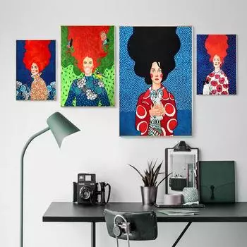 Абстрактная девушка волосы цветок птица настенная живопись на холсте плакаты на скандинавскую тему и принты винтажные настенные панно для декора гостиной без рамки 21*30cm