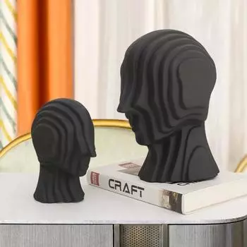Абстрактная фигура скульптура Керамическая геометрическая голова бахрома Золотой человек инопланетянин декоративные фигурки украшения дома аксессуары