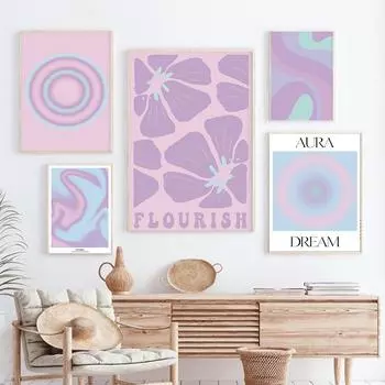 Абстрактная фиолетовая градиентная апертура, постер, холст, картина, пастель, художественная печать, эстетическая яркая цветная настенная картина, украшение для дома 21x30cm No Frame