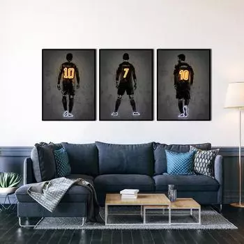 Абстрактная футбольная звезда, картина с принтом, холст, настенный художественный постер, футбол, неоновая картина для спортзала, подарок для мальчика, гостиная, домашний декор, Cuadros 21x30cm No Framed