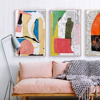 Абстрактная геометрическая картина на холсте, картины Матисса для домашнего дизайна, украшение для дома, безрамная настенная художественная картина 21*30cm