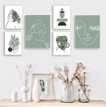 Абстрактная геометрическая кривая девушки, минималистичная настенная живопись на холсте, плакаты на скандинавскую тему и принты, настенные панно для декора гостиной, без рамки 21*30cm