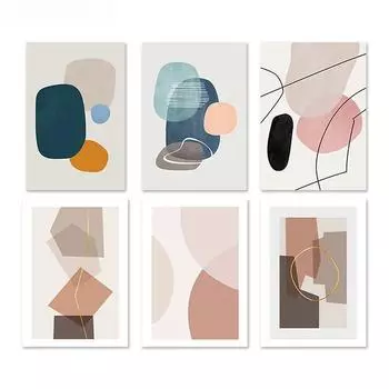 Абстрактная геометрическая линия, цветные постеры и принты, настенная живопись на холсте, скандинавские настенные картины для гостиной, домашний декор 21x30cm No Framed